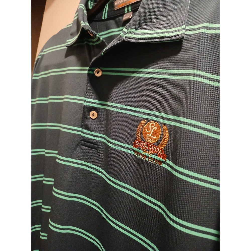Peter Millar Summer Comfort Polo Shirt Men's L Blue Striped Stretch SANTA LUCIA - Picture 5 of 8